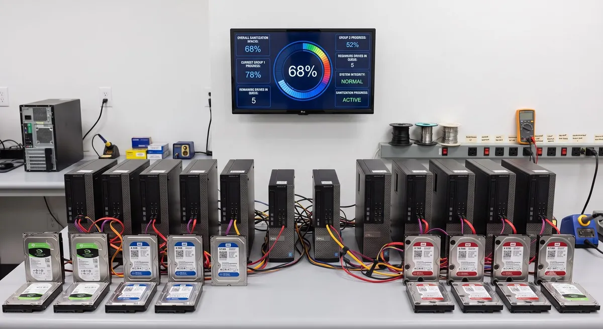 Physical destruction of hard drives for secure data disposal