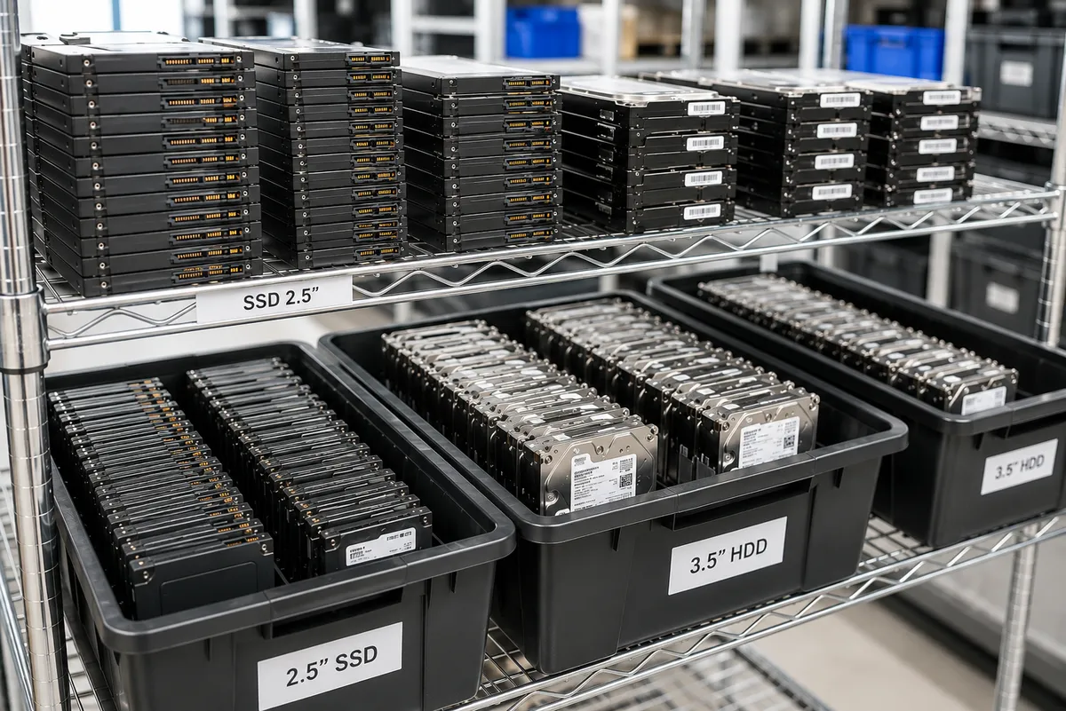 Bulk SSDs and hard drives in wholesale lots